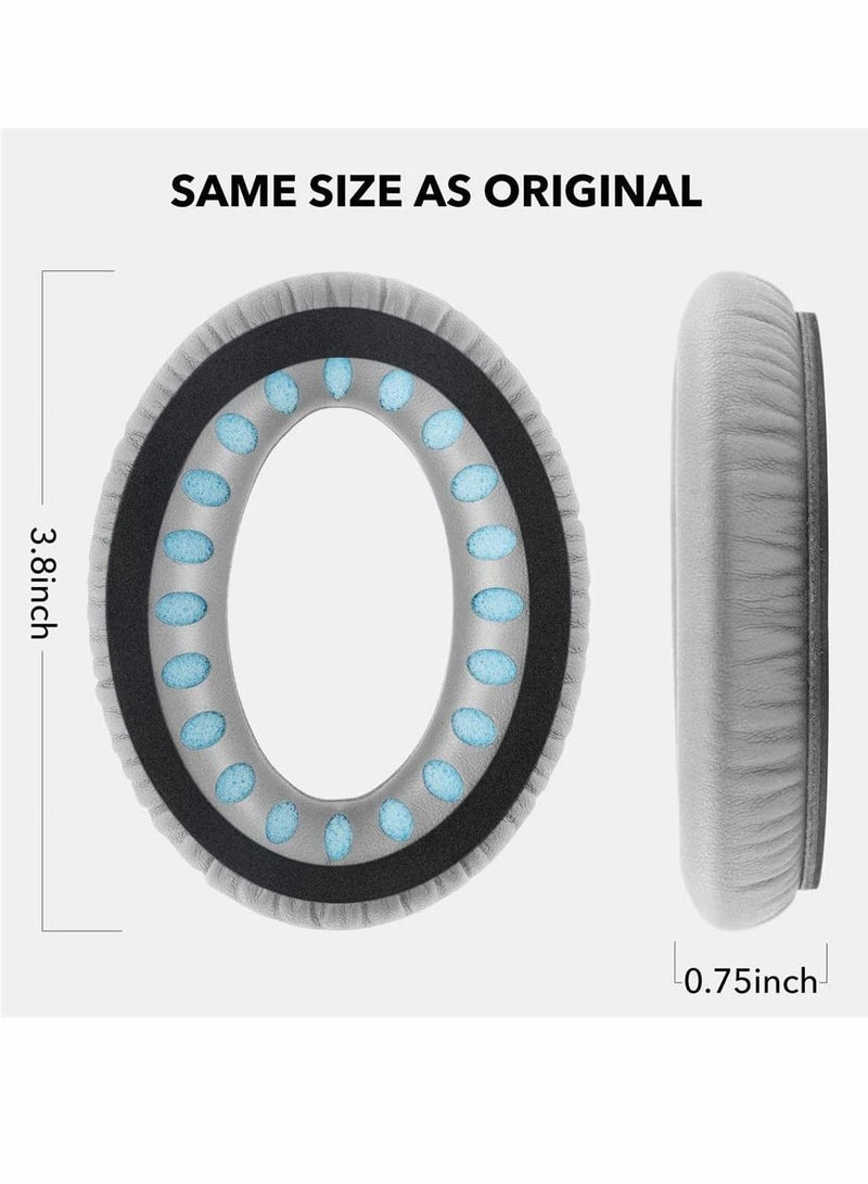 KASTWAVE Cushions Bose Replacement Ear Pads Kit, Professional Replacement Earpads Cushions for QC35, QC35ii Headphones, Ear Pads with Softer Leather, Noise Isolation Foam, Added Thickness (Silver) - Image 5