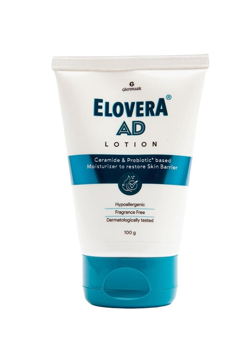 Elovera AD Moisturising Lotion 100ml For Dry Skin with Ceramides and Probiotic Nourishes and Restores Skin Barrier Dermatologically Tested Hypoallergenic - Image 1
