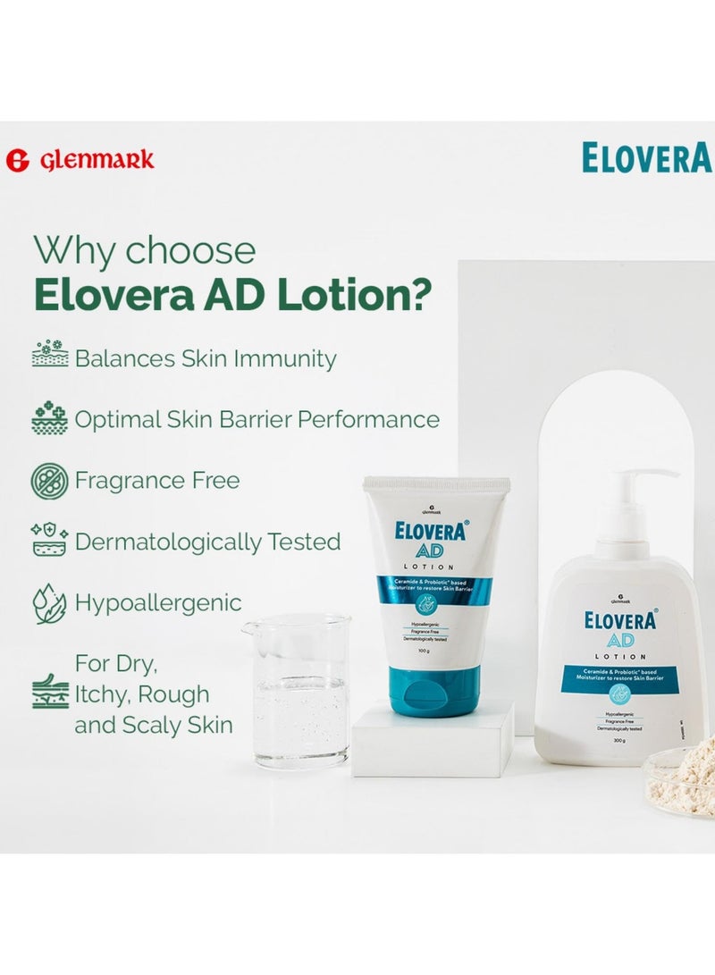 Elovera AD Moisturising Lotion 100ml For Dry Skin with Ceramides and Probiotic Nourishes and Restores Skin Barrier Dermatologically Tested Hypoallergenic - Image 5