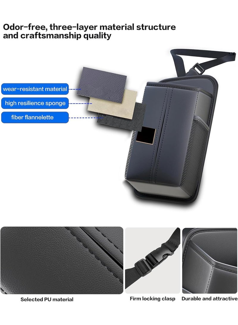 Arabest Car Tissue Holder for Front Seat Headrest Organizer for Backseat PU Leather Tissue Box Cover with 2 Side Mesh Pockets for Cars SUVs Trucks - Image 3