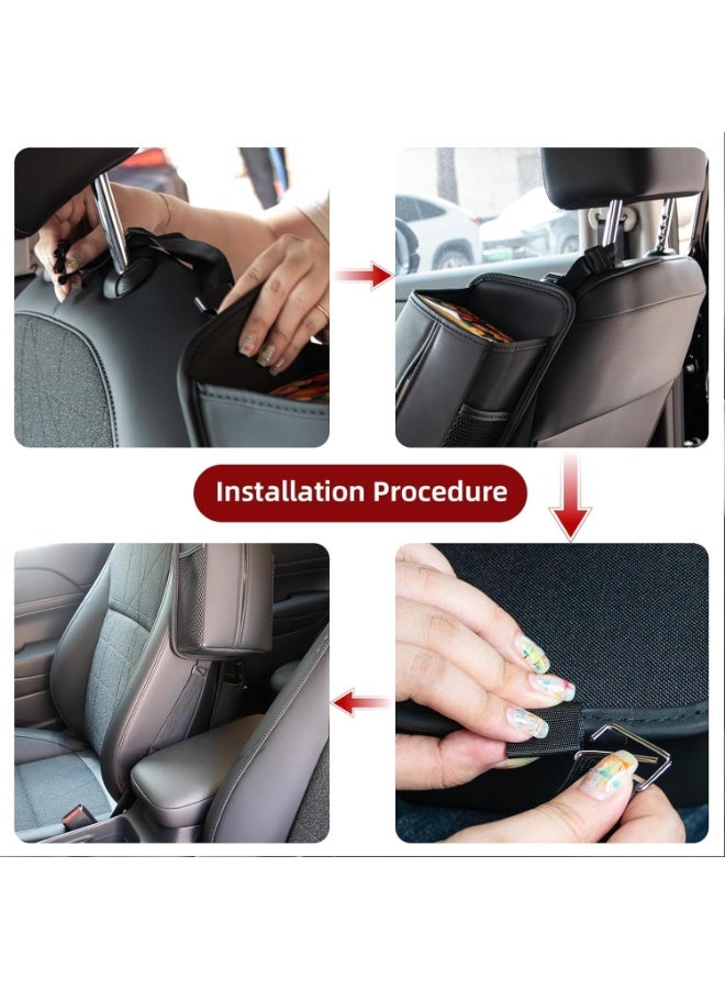 Arabest Car Tissue Holder for Front Seat Headrest Organizer for Backseat PU Leather Tissue Box Cover with 2 Side Mesh Pockets for Cars SUVs Trucks - Image 5