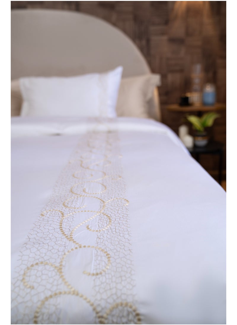 TM HOME TM Home “Mesh & Effect” 6-Piece Embroidered Bedding Set – 100% Egyptian Cotton – 600TC – 250,000-Stitch Contemporary Design  - Image 4