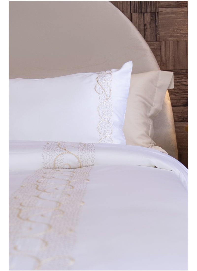 TM HOME TM Home “Mesh & Effect” 6-Piece Embroidered Bedding Set – 100% Egyptian Cotton – 600TC – 250,000-Stitch Contemporary Design  - Image 3