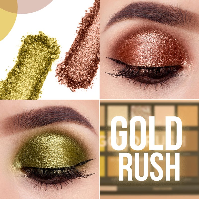 Profusion Cosmetics 21 Shades Gold Rush Eyeshadow Palette and Pro Series Brush for Flawless Eye Look, Get Attractive and Stunning Eye Look with Premium Makeup Kit - Image 2