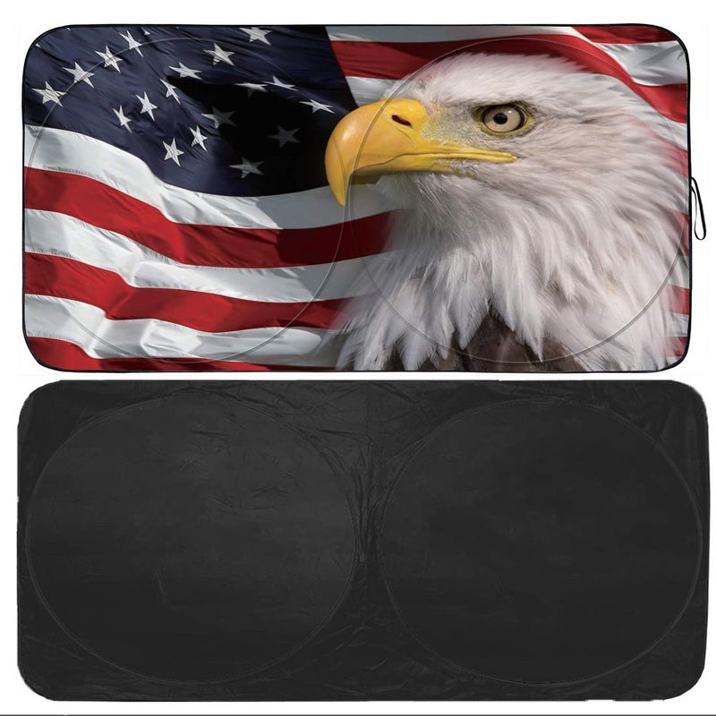 Güvenç Gven Car Shade Patriotic Sun Shade with USA Flag Front Windshield Shade for Heat Protection Patriotic Car Accessories for Pickup Truck SUV (Flag, L) - Image 5