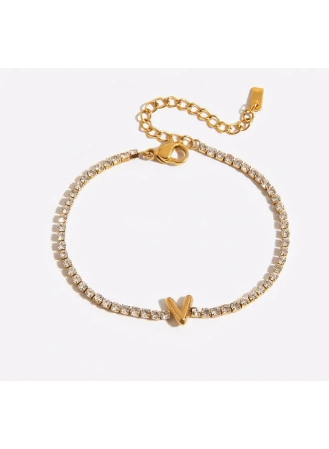 Letter V Initial Tennis Bracelet