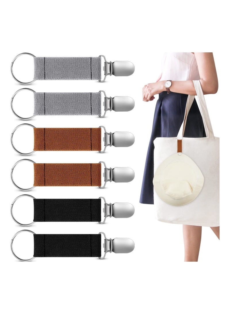 Y&D 6 Pieces Hat Clip, Elastic Fabric Stainless Glove Clips Flexible Sublimation Mitten for Luggage Travel Kids Adults Outdoor Accessory Companion (Black, Dark Coffee, Gray)  - Image 1