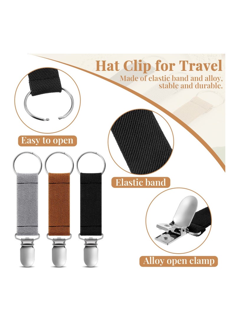 Y&D 6 Pieces Hat Clip, Elastic Fabric Stainless Glove Clips Flexible Sublimation Mitten for Luggage Travel Kids Adults Outdoor Accessory Companion (Black, Dark Coffee, Gray)  - Image 2