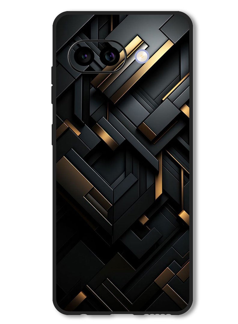 Theodor Case Compatible with Google Pixel 9A Protection Shockproof Bumper Cover Black Dourado - Image 1