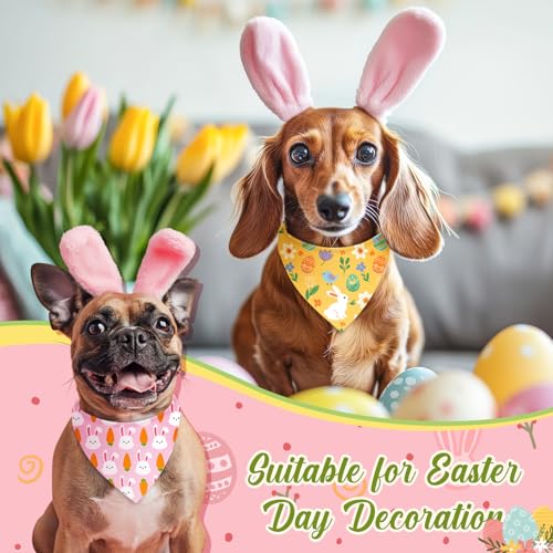 Weewooday 50 Pcs Easter Dog Bandanas Bulk with Bunny Rabbit Egg Carrot Pattern Soft Bibs Adjustable Triangle Pet Scarf Bowtie for Small Medium Large Costume Grooming256 x 177 x 177 Inch - Image 3