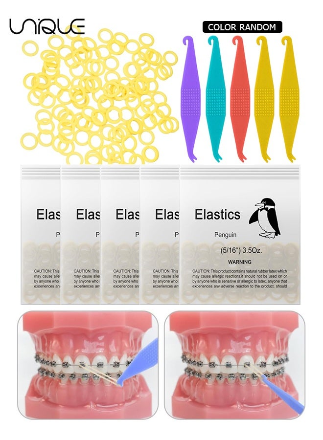 Unique 500 Pcs Orthodontic Elastic Rubber Bands - 3.5 Oz 5/16" Size Heavy Dental Rubber Traction Bands - 5 Rubber Band Positioners for Teeth Gap, Braces, Dog Grooming Top Knots, Bows, Braids, Tooth Gaps, and Dreadlocks（Penguin）  - Image 1