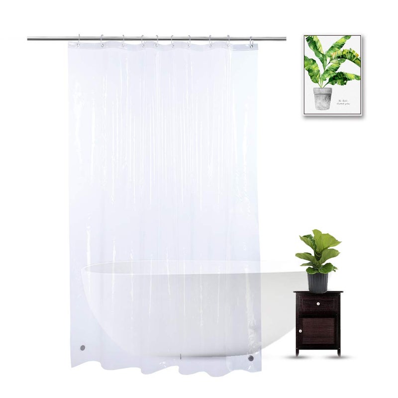 Shower Curtain Liner 60 x 72, Stall Clear Shower Liner for Bathroom with 3 Magnets and 10 Plastic Hooks, EVA, 60x72 Inch (Pack of 1)