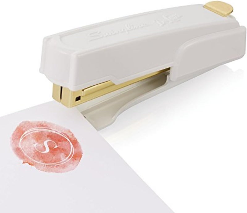 Swing Line Vintage Stapler, 20 Sheet Capacity, Jam Free, Compact, Built-In Staple Remover, Metal, White and Gold (S7042301AZ) - Image 4