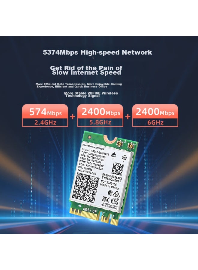 Eb-link Intel Ax210 Chip Laptop Wireless Network Card, 5374m M.2 Interface, Wifi6 Gigabit Tri-band Network Card, Bluetooth 5.3, Computer Internal Module - Image 4