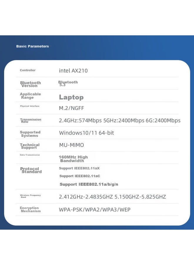 Eb-link Intel Ax210 Chip Laptop Wireless Network Card, 5374m M.2 Interface, Wifi6 Gigabit Tri-band Network Card, Bluetooth 5.3, Computer Internal Module - Image 2