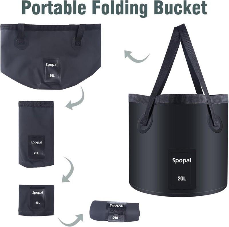 Spopal 20L Folding Bucket - Collapsible Camping Storage Container, Lightweight and Portable for Outdoor Activities - Image 4