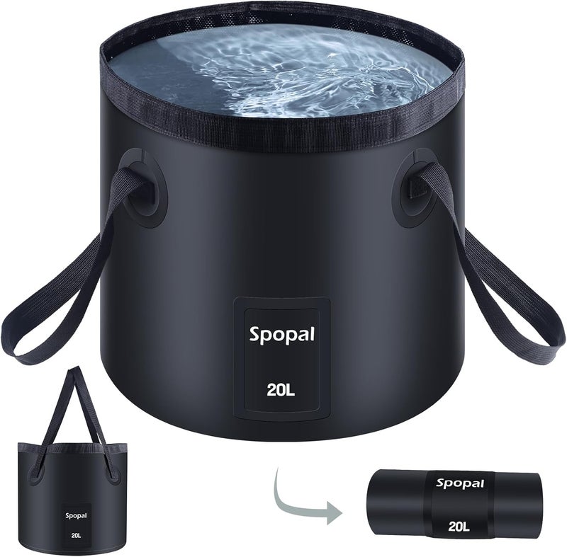 Spopal 20L Folding Bucket - Collapsible Camping Storage Container, Lightweight and Portable for Outdoor Activities - Image 1