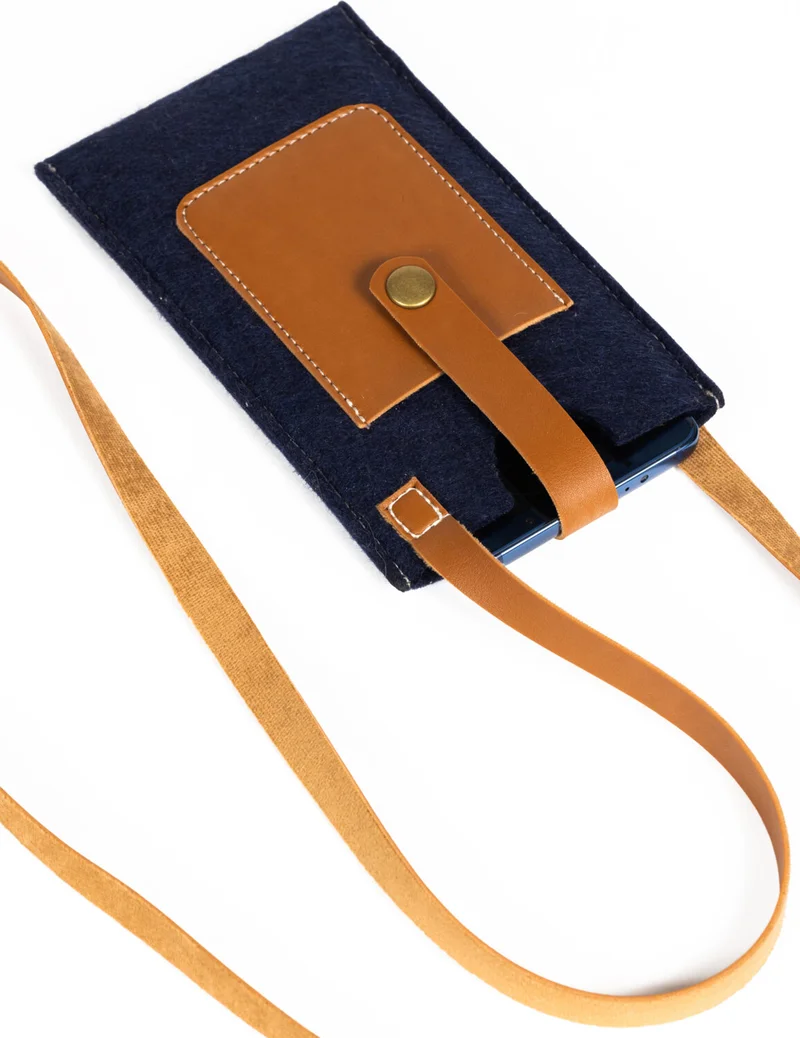 Nothing Leather Snap Closure Hanger Phone Bag with Card Holder Compartment