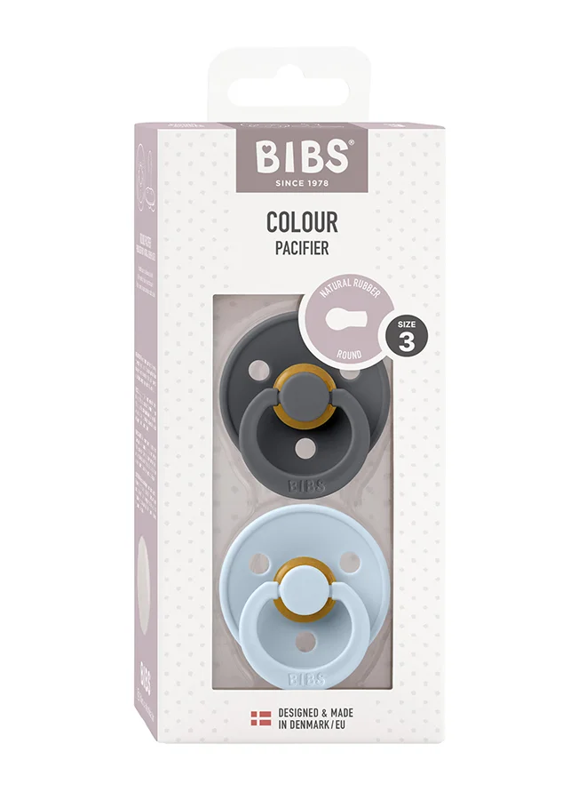 بيبس عبوة من  لهاية ملونة خالية من البيسفينول أ، مصاصة طبيعية من المطاط، مقاس  + شهرًا، أزرق فاتح