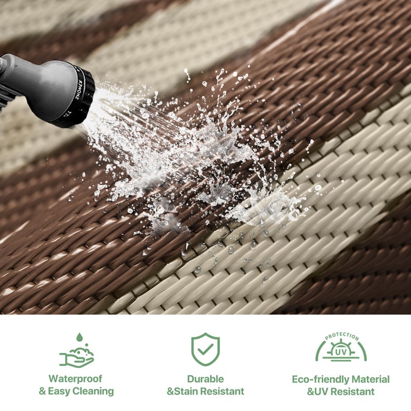GENIMO Outdoor Rug Waterproof for Patio Decor, 5'x8' Reversible Plastic Straw Rug Carpet, Camping Mat for Outdoor, RV, Backyard, Deck, Balcony, Picnic, Beach, Coffee & Beige - Image 5