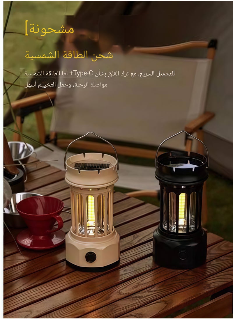 Shuer Solar Camping lights Outdoor camping lights Retro atmosphere tent lights Camp lights COB lighting Hand lights  - Image 3