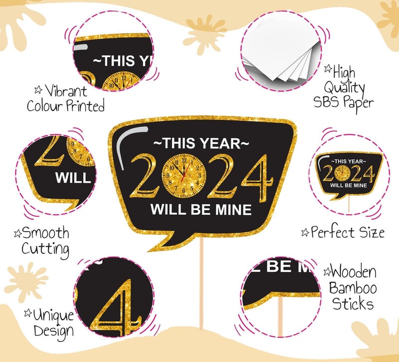 LUDALY 24 Pcs New Years Eve Photo Booth Props Happy New Year Decorations 2024 - Image 2