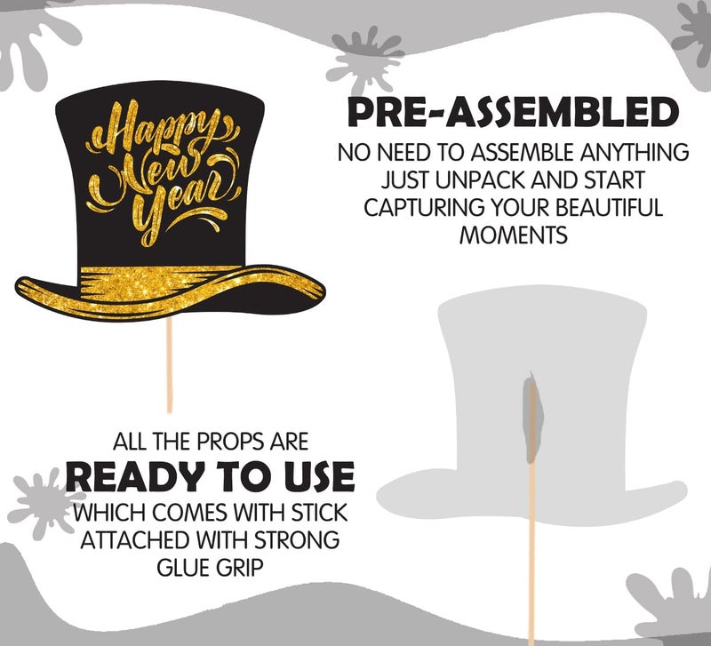 LUDALY 24 Pcs New Years Eve Photo Booth Props Happy New Year Decorations 2024 - Image 3