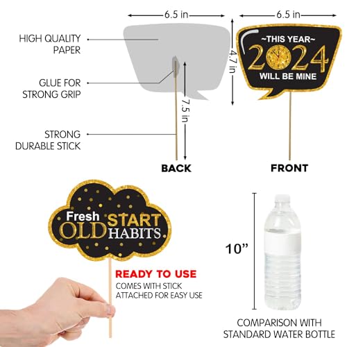 LUDALY 24 Pcs New Years Eve Photo Booth Props Happy New Year Decorations 2024 - Image 4