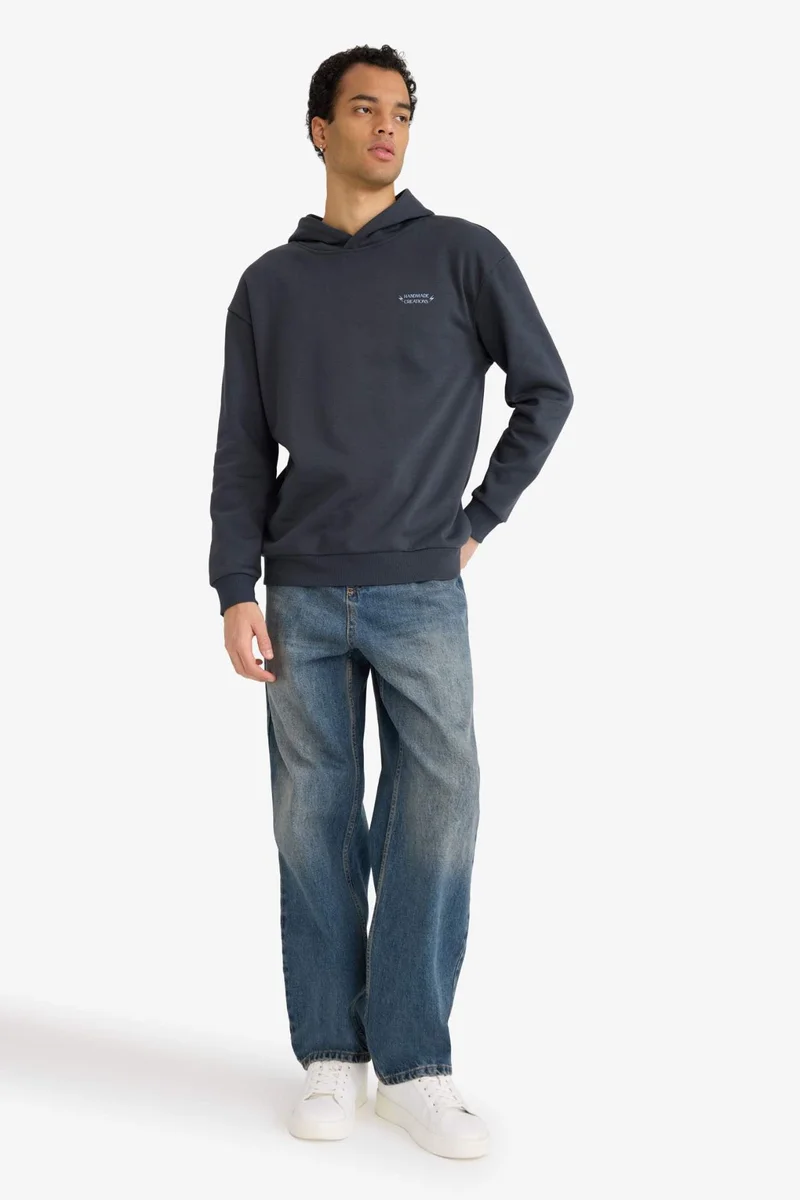 DeFacto Boxy Fit Printed Long Sleeve Sweatshirt