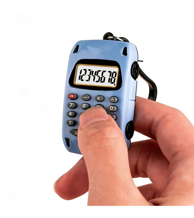 Pink Portable Electronic Calculator With Keychain Design Long Battery Life Gift - Image 1