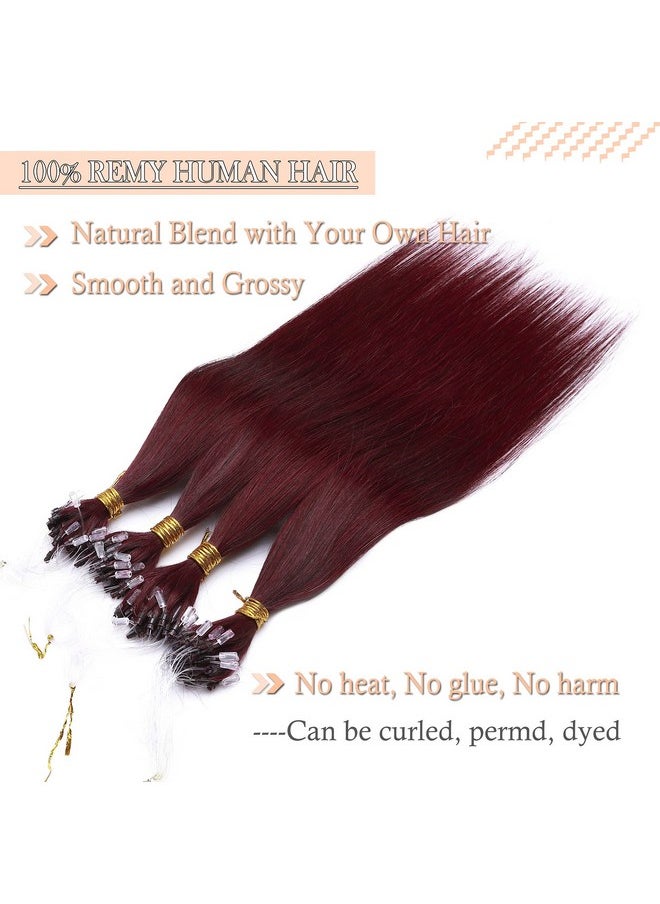 SEGO - Ego Micro Links Hair Extensions 18 Inch 50G 100% Human Hair Balayage Micro Beads Fish Line I Tip Prebonded Extensions Seamless Loop Hand Tied Hair For Women Wine Red - Image 1