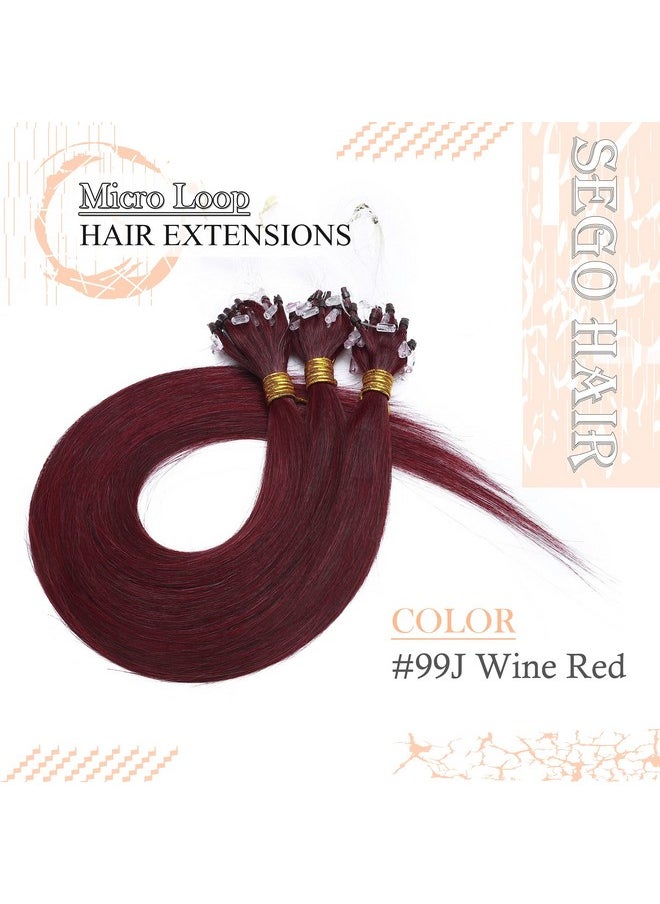 SEGO - Ego Micro Links Hair Extensions 18 Inch 50G 100% Human Hair Balayage Micro Beads Fish Line I Tip Prebonded Extensions Seamless Loop Hand Tied Hair For Women Wine Red - Image 1