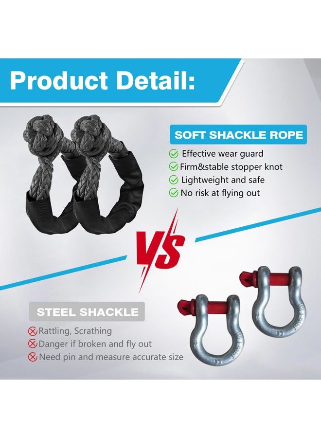 ZAMLIE Soft Shackle Recovery, 1/2 inch X 22 inch Soft Shackle (58,000 LBS Breaking Strength) with Protective Sleeve for Off-Road Sailing Trucks, 4x4，UTV, ATV(Black, 2 Pack Soft Shackle) - Image 4