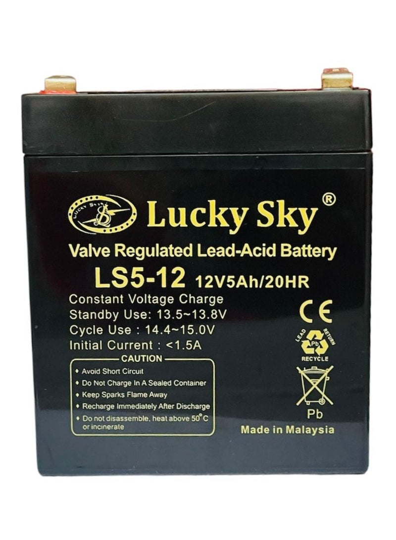 Lucky Sky تعد بطارية الرصاص الحمضية المختومة عالية الأداء القابلة لإعادة الشحن من Lucky Sky 12V 5Ah مصدر طاقة موثوقا به وطويل الأمد لمجموعة واسعة من التطبيقات.  - Image 1