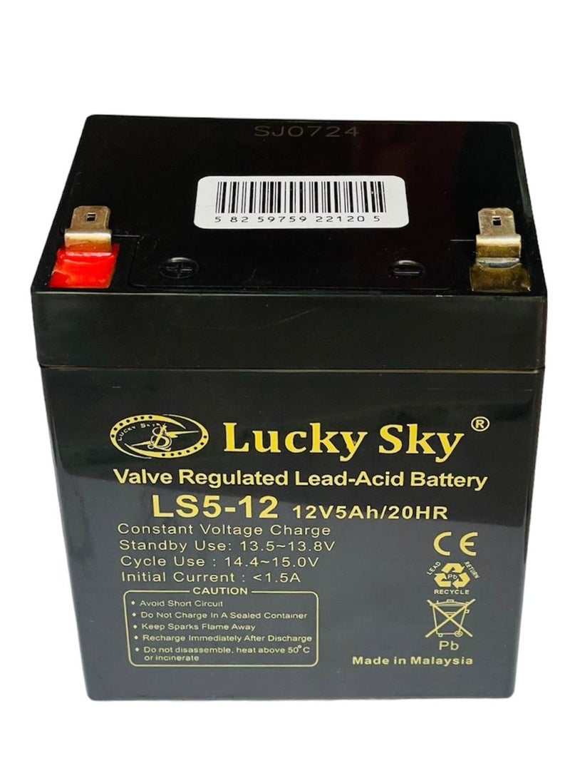 Lucky Sky تعد بطارية الرصاص الحمضية المختومة عالية الأداء القابلة لإعادة الشحن من Lucky Sky 12V 5Ah مصدر طاقة موثوقا به وطويل الأمد لمجموعة واسعة من التطبيقات.  - Image 3