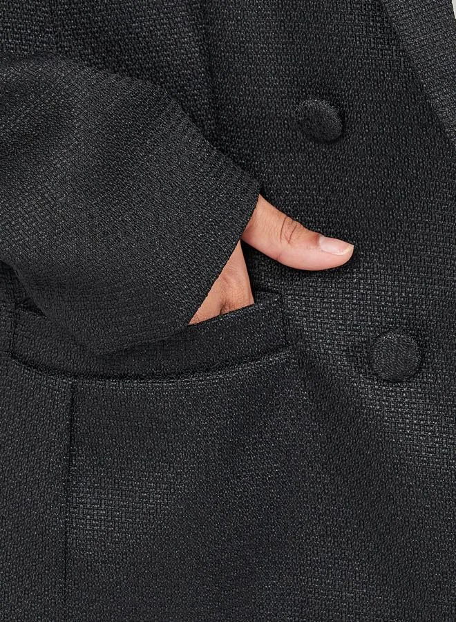 Styli Regular Fit Short Length Double Breasted Tweed Blazer