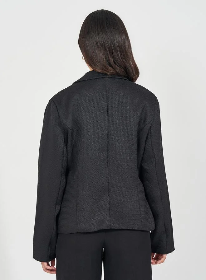 Styli Regular Fit Short Length Double Breasted Tweed Blazer