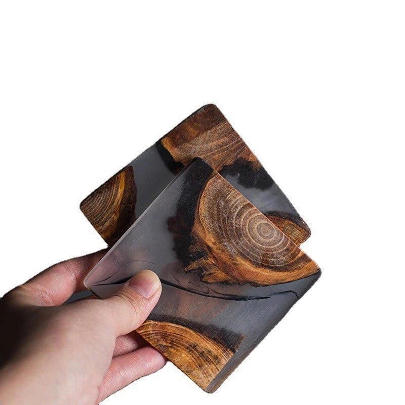 Y&D Personalized Rectangular Large Multi-Functional Coasters – Insulated Wooden Board with Epoxy Resin for Hot & Cold Drinks, Customizable Drink Coasters Set - Image 2