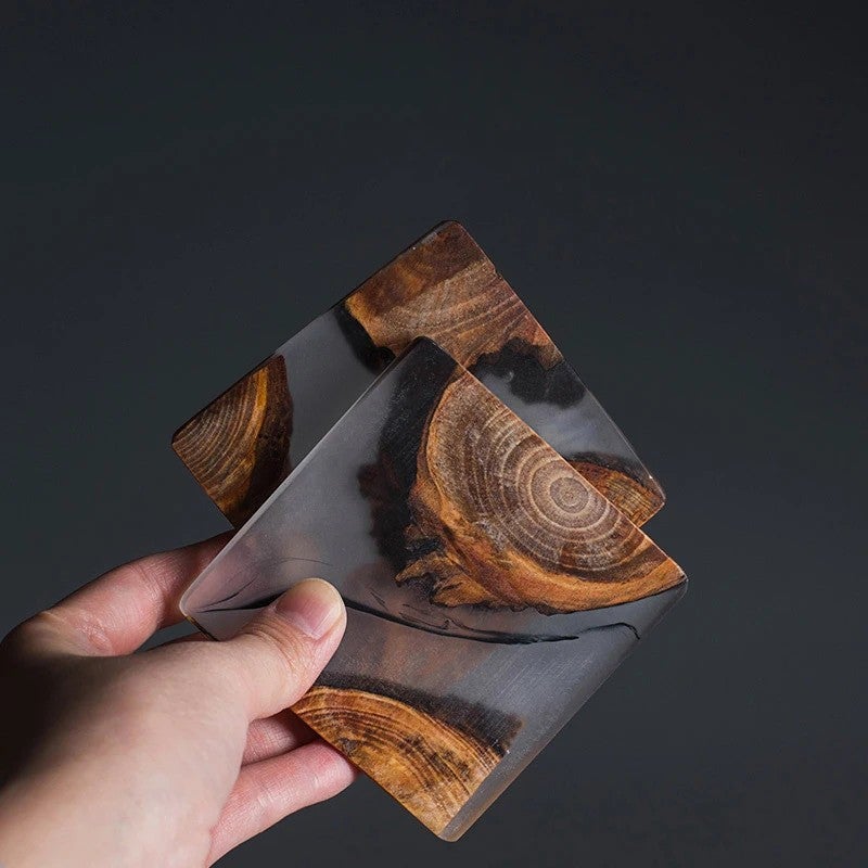 Y&D Personalized Rectangular Large Multi-Functional Coasters – Insulated Wooden Board with Epoxy Resin for Hot & Cold Drinks, Customizable Drink Coasters Set - Image 3