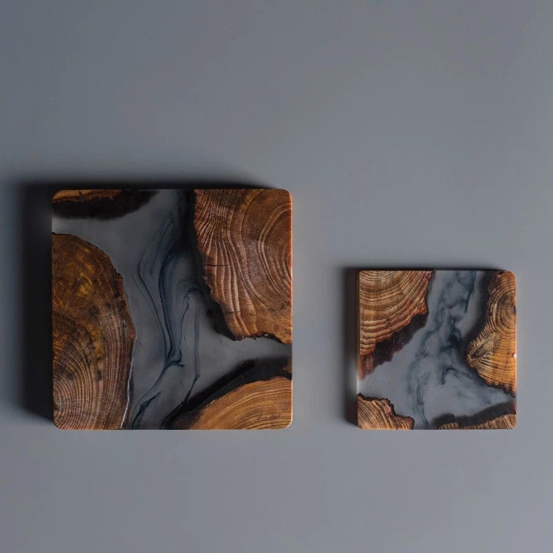 Y&D Personalized Rectangular Large Multi-Functional Coasters – Insulated Wooden Board with Epoxy Resin for Hot & Cold Drinks, Customizable Drink Coasters Set - Image 4
