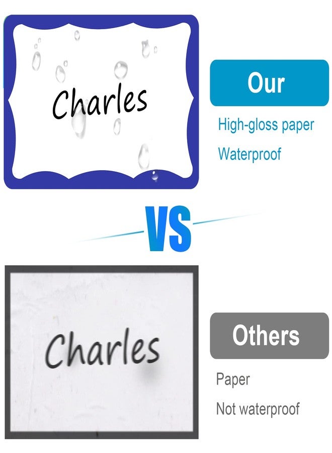 Utron 390Pcs Name Tags, 3in x 2in Name Tag Stickers, Name Tags Sticker for School Office Home(White with Blue Border) - Image 3