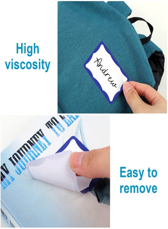 Utron 390Pcs Name Tags, 3in x 2in Name Tag Stickers, Name Tags Sticker for School Office Home(White with Blue Border) - Image 4