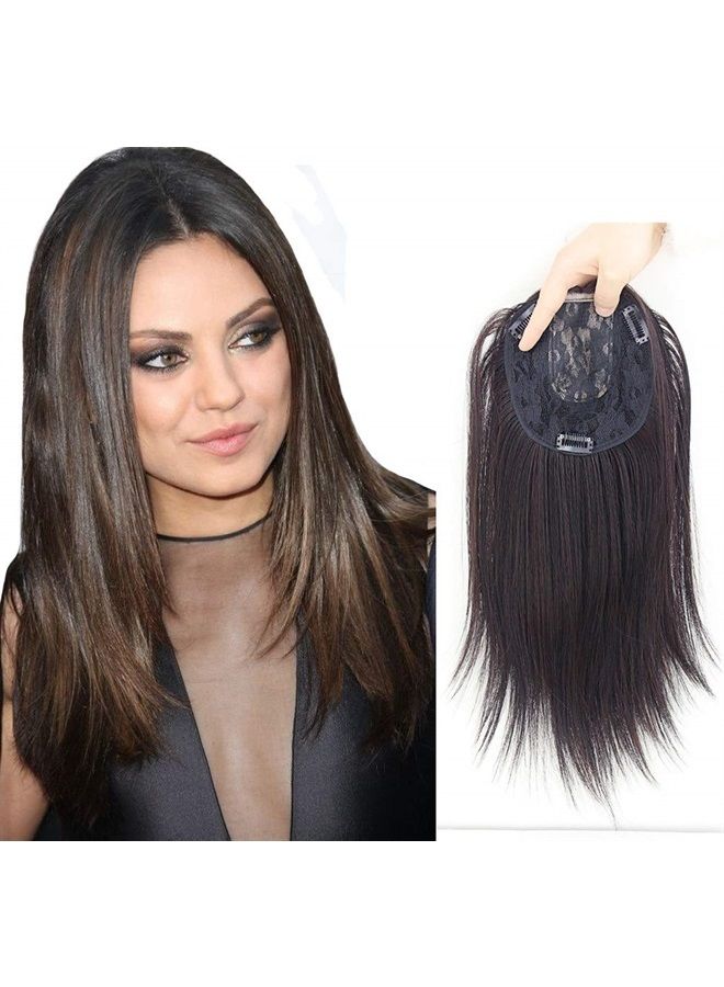 LesafeV Clip In Forehead Hairpiece Straight Middle Part Neck-Length Women Hair Topper Extension Nature Black - Image 1