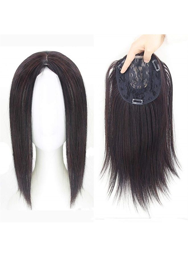 LesafeV Clip In Forehead Hairpiece Straight Middle Part Neck-Length Women Hair Topper Extension Nature Black - Image 3