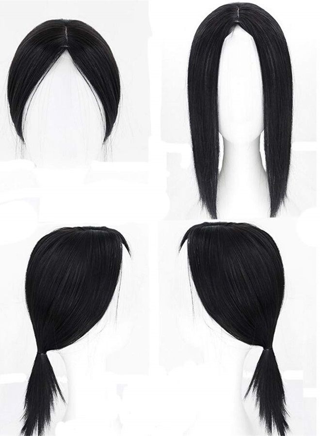 LesafeV Clip In Forehead Hairpiece Straight Middle Part Neck-Length Women Hair Topper Extension Nature Black - Image 2