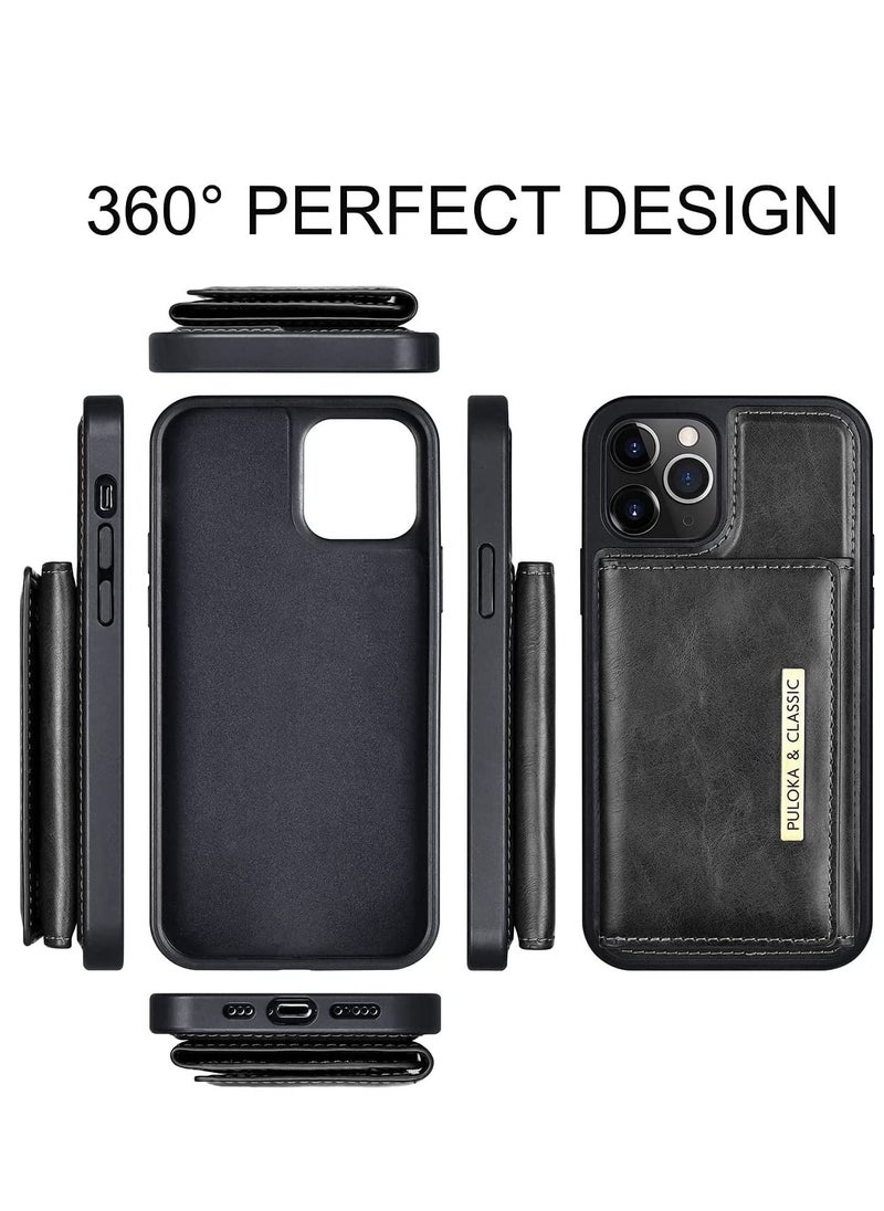 PULOKA - Buluka iPhone 14 Pro Max Leather Protective Wallet Case with Detachable Magnetic Wallet 5 in 1 for iPhone 14 Pro Max - Black - Image 1