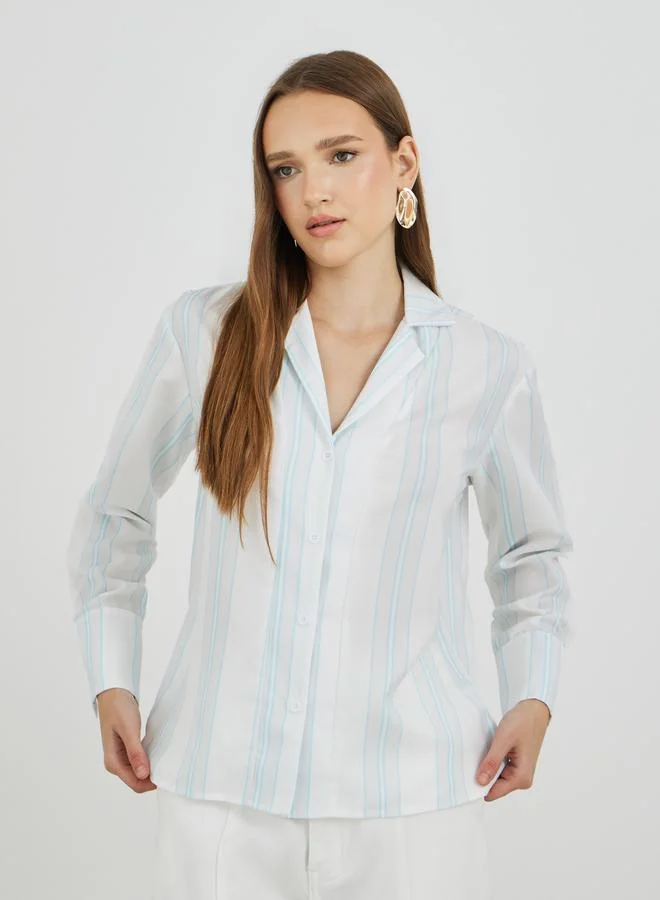 Take Two Take Two Striped Long Sleeve Oversized Shirt