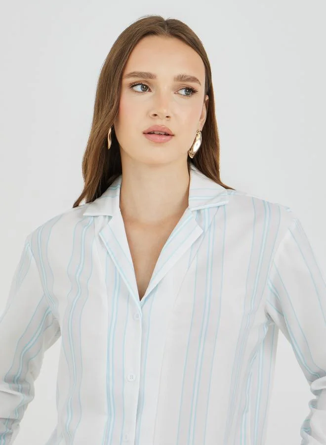 Take Two Striped Long Sleeve Oversized Shirt