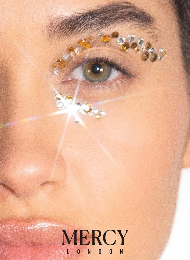 MERCY LONDON Eye Dazzle Gold Face Jewels by Mercy London Eye Liner Crystal Costume Accessories Face Gems Jewels All In One Halloween Headpiece Stick On - Image 4