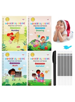 Handwriting Practice for Kids, Reusable Magic Ink Copybooks Grooved  Handwriting Book Practice Workbooks Grooves Template Design & Handwriting  Aid Magic Practice Copybook for Kids Print Writing 